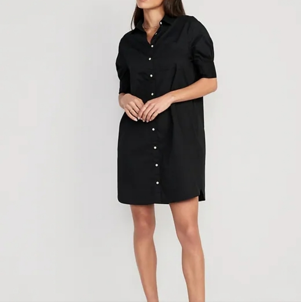 Old Navy Black Button-Front Shirt Dress Size XS GUC Autumn - Picture 4 of 7